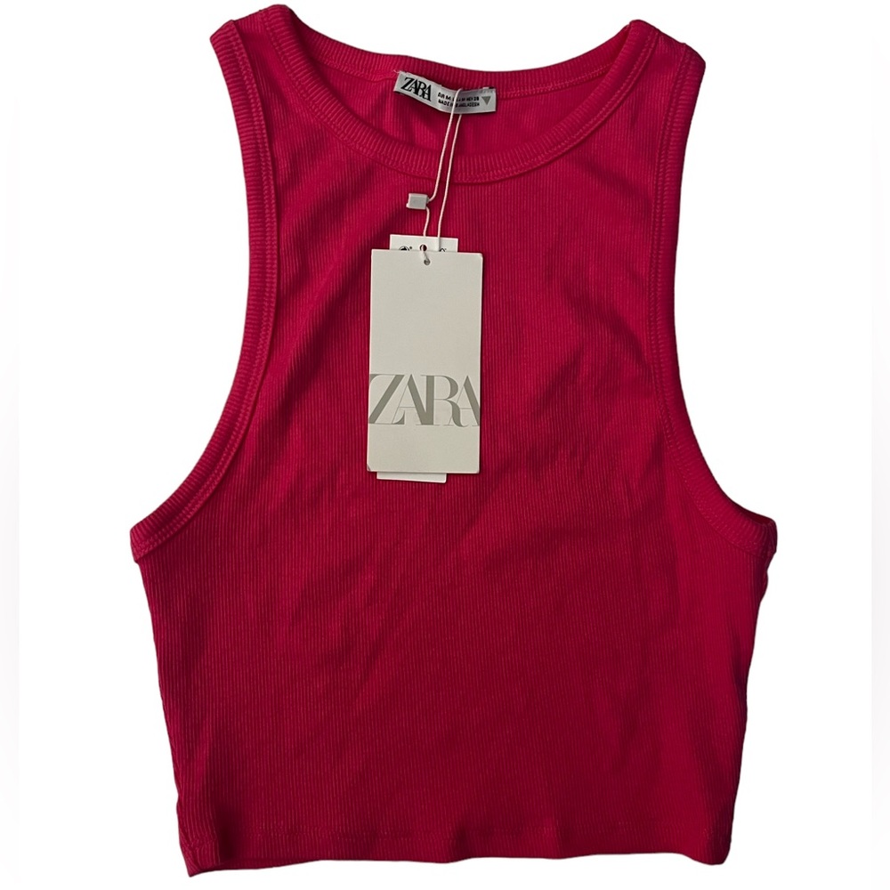 Zara Pink Ribbed Tank Top